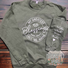 Load image into Gallery viewer, My Greatest Blessings Call Me Custom Crewneck Sweatshirt