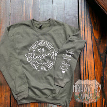 Load image into Gallery viewer, My Greatest Blessings Call Me Custom Crewneck Sweatshirt