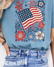 Load image into Gallery viewer, Floral Flag Tee/ LS/ Crew/ Hoodie