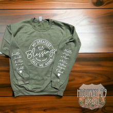 Load image into Gallery viewer, My Greatest Blessings Call Me Custom Crewneck Sweatshirt