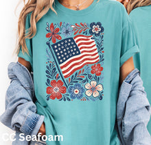 Load image into Gallery viewer, Floral Flag Tee/ LS/ Crew/ Hoodie
