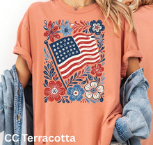 Load image into Gallery viewer, Floral Flag Tee/ LS/ Crew/ Hoodie
