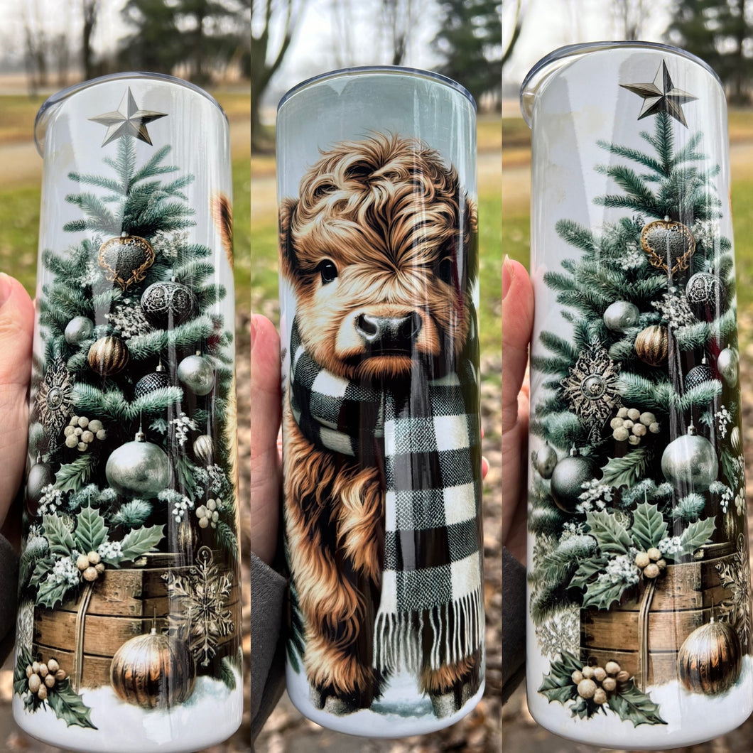 Rustic Winter Cow Tumbler