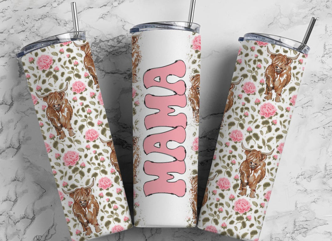 Mama Pink Highland Cows Tumbler