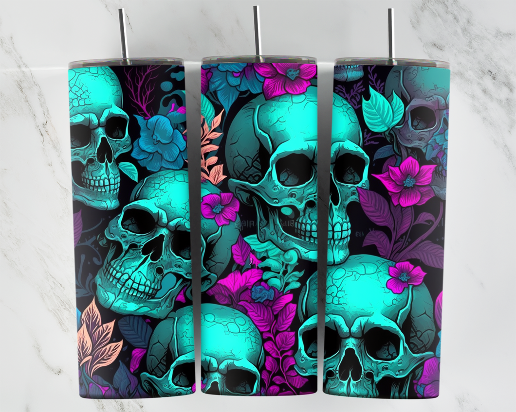 Teal Skull Tumbler