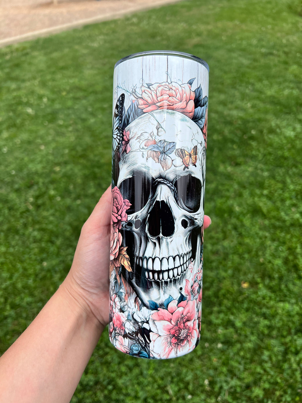 Floral Skull Butterfly Tumbler