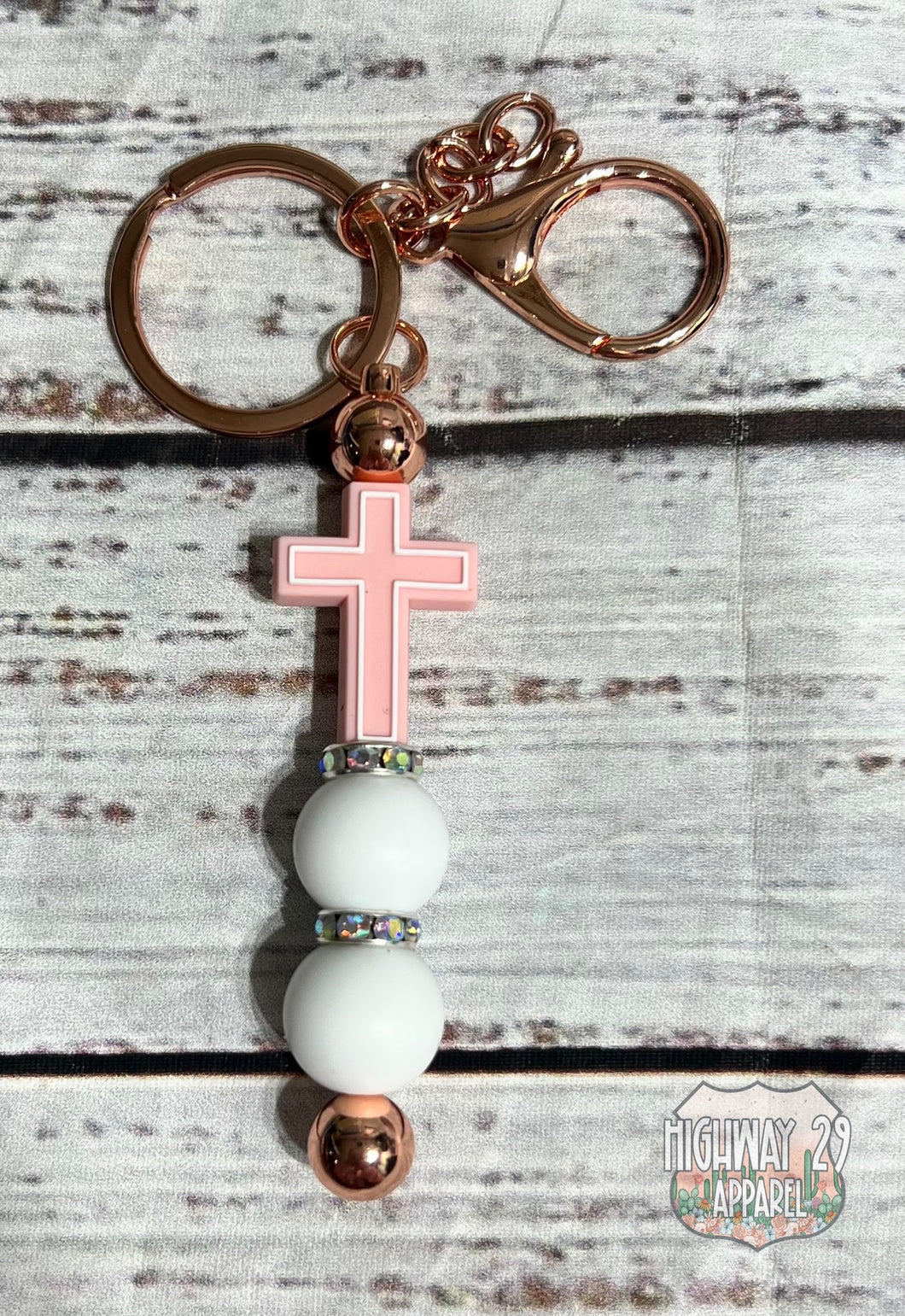 Pink Cross Keychain